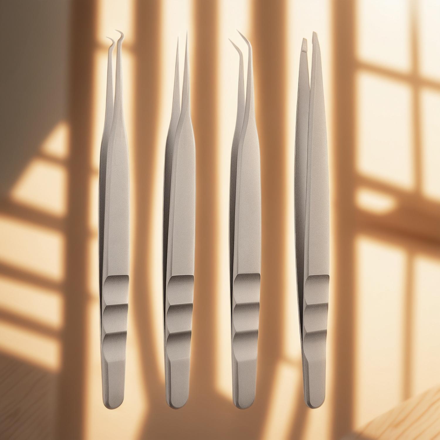 Pinces à épiler pour extensions de cils, destinées aux kits d'outils en gros pour salons de beauté