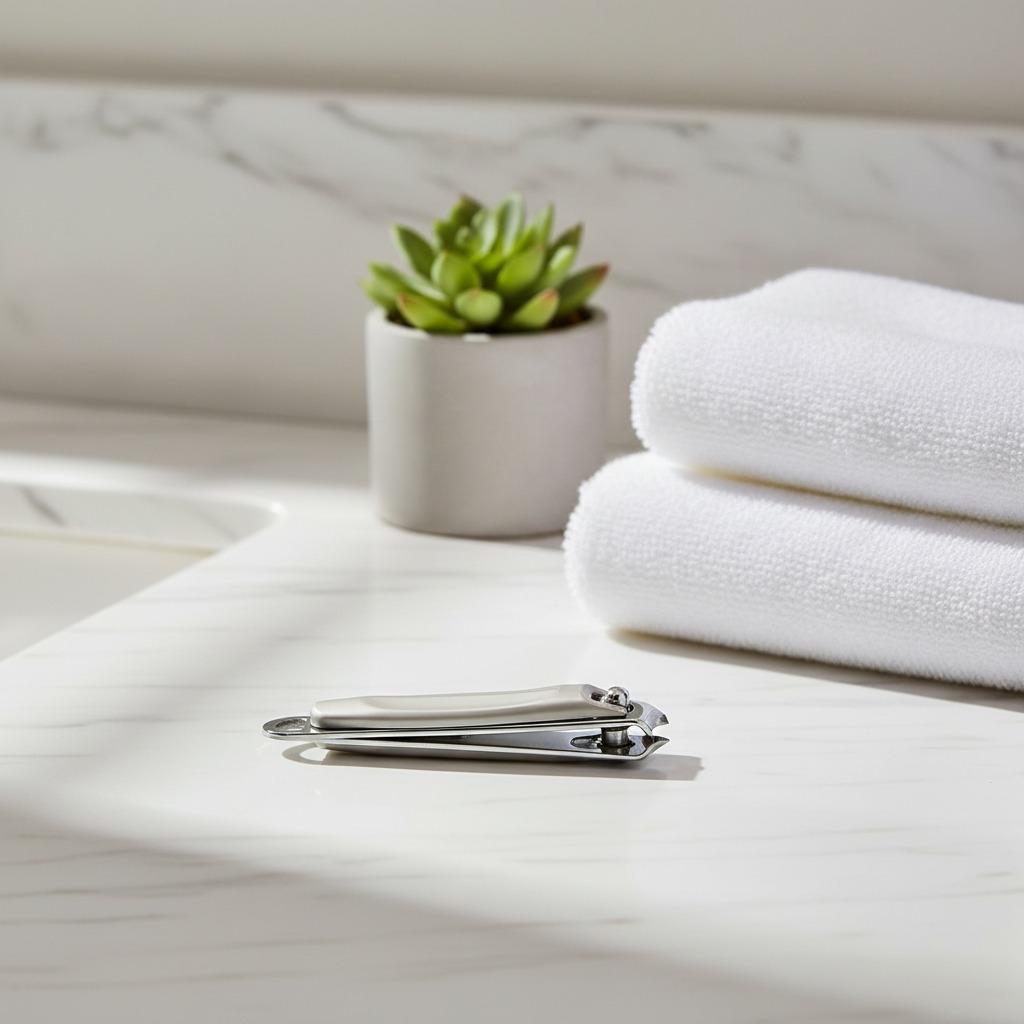 Guide du distributeur pour un coupe-ongles compact en acier inoxydable