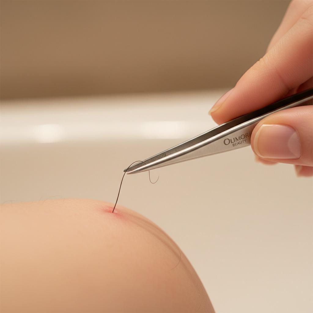 Pince à épiler biseautée de précision pour les sourcils, les poils du visage et les soins des poils incarnés
