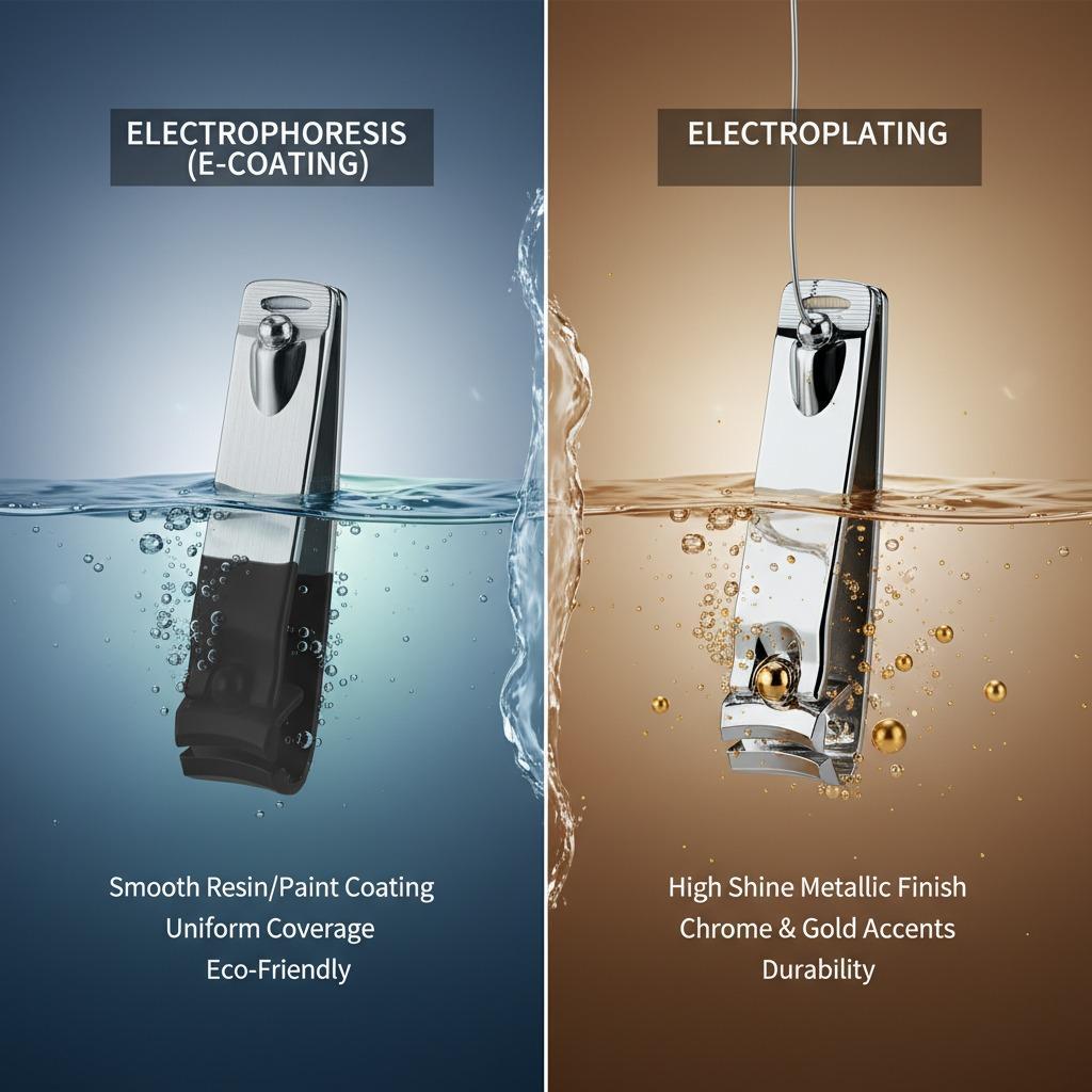 Électrophorèse ou galvanoplastie pour la finition des surfaces des coupe-ongles