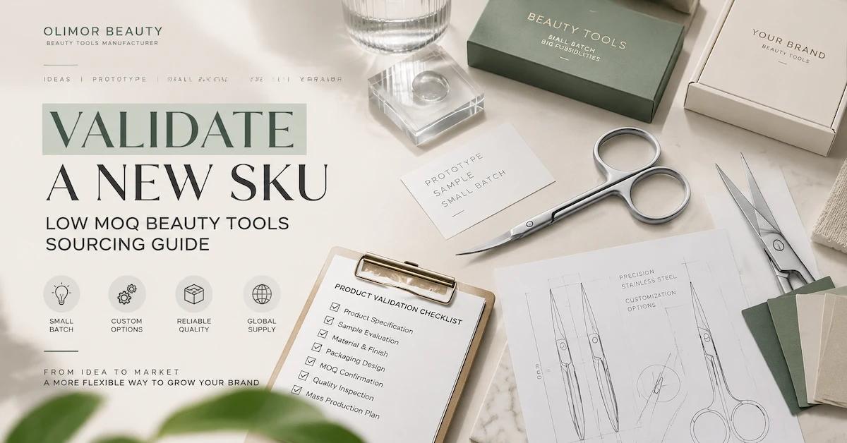 Comment les acheteurs peuvent-ils valider une nouvelle référence produit auprès d'un fabricant d'outils de beauté dont la quantité minimale de commande est faible ?