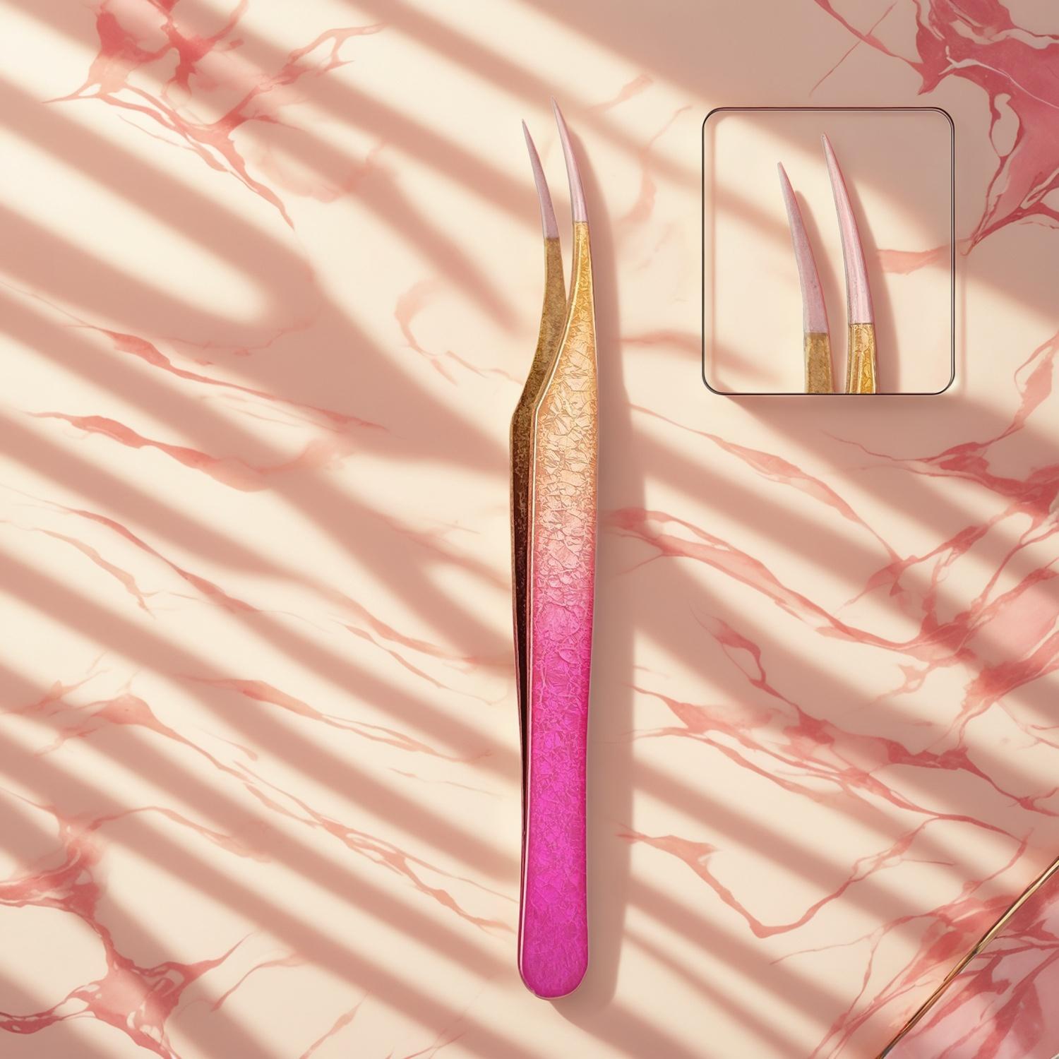 Two-Tone Precision Tweezers for False Lash Application