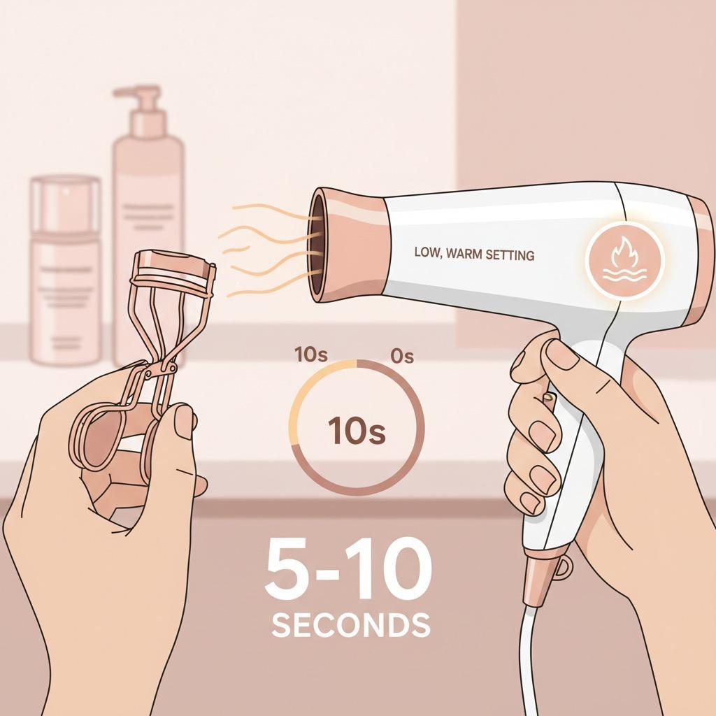 헤어드라이어로 속눈썹 고데기를 데워서 아름다운 속눈썹을 연출하는 방법