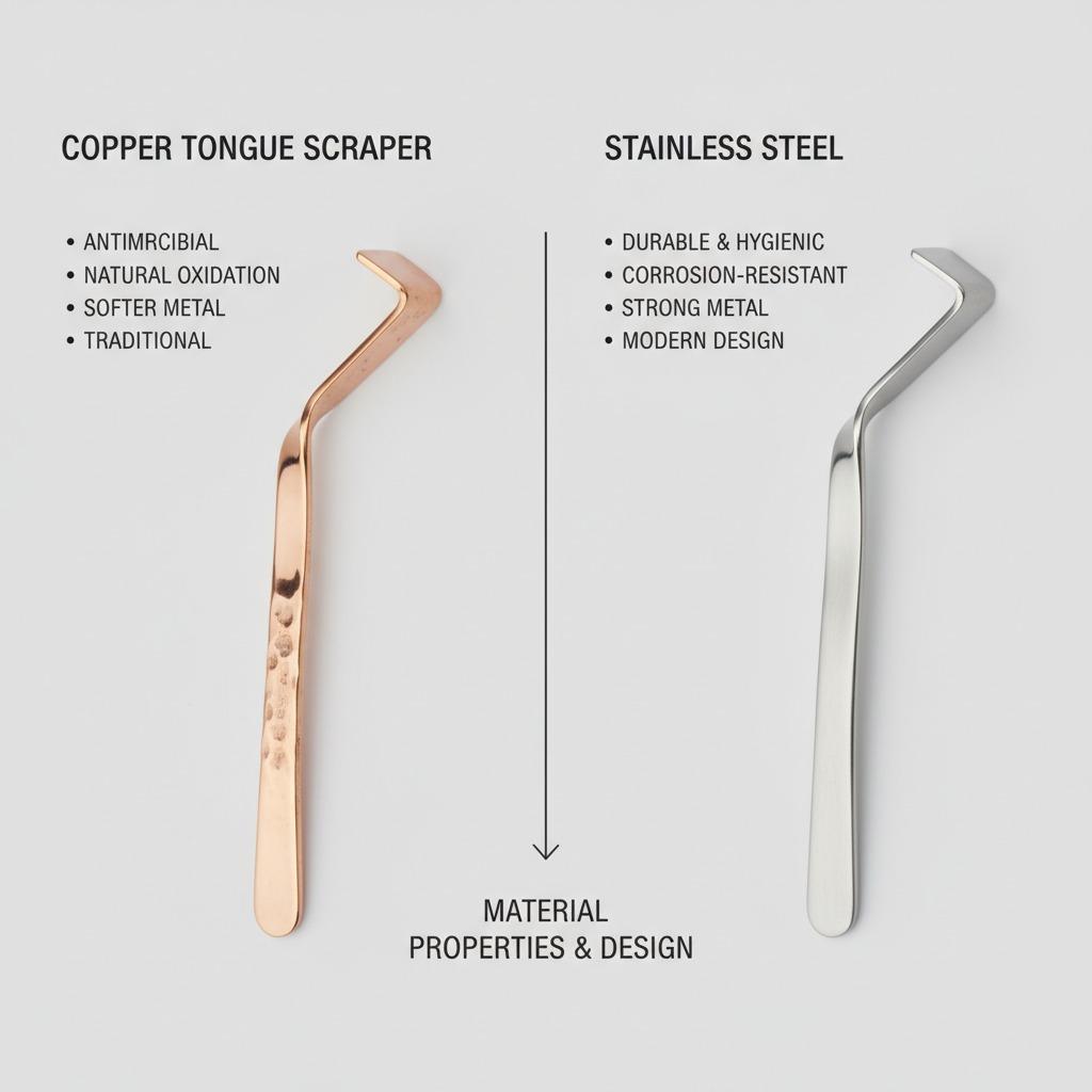 Cobre vs. Acero inoxidable: El mejor material para raspadores de lengua