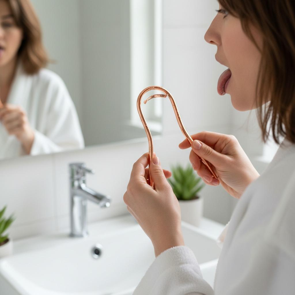 Migliora la salute orale con il raschietto per lingua di Olimor Beauty